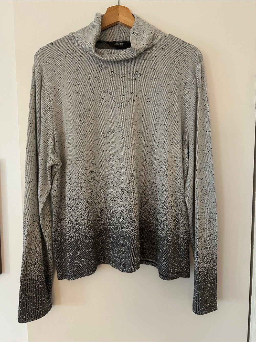 Speckled Ombre Turtleneck Long Sleeve Top - Gray to Black